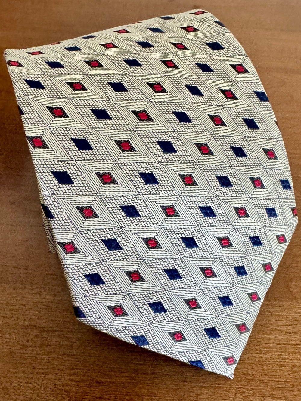 Carlo Palazzi Couture silk Men’s Neck Tie Vintage 1980’s Mid Mod Diamond Print